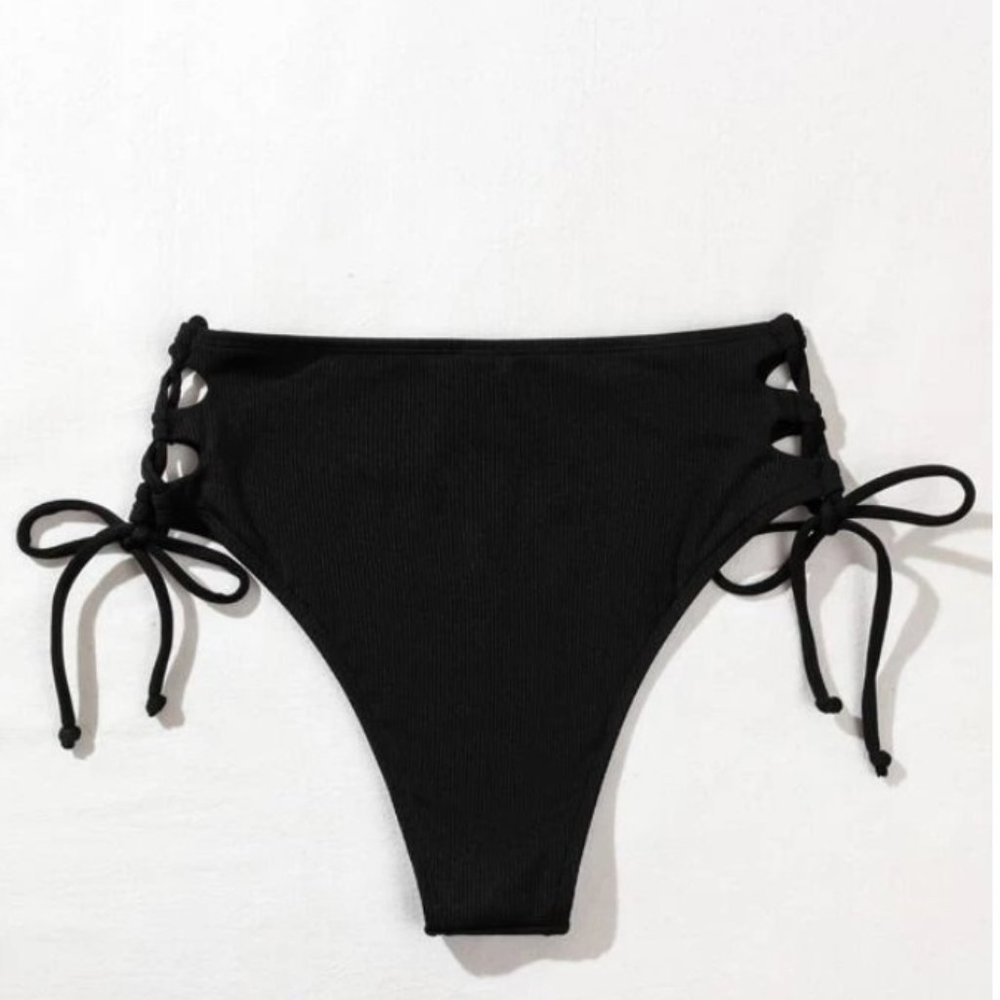 NWT Fashion World Tie Side Black Bikini Bottom